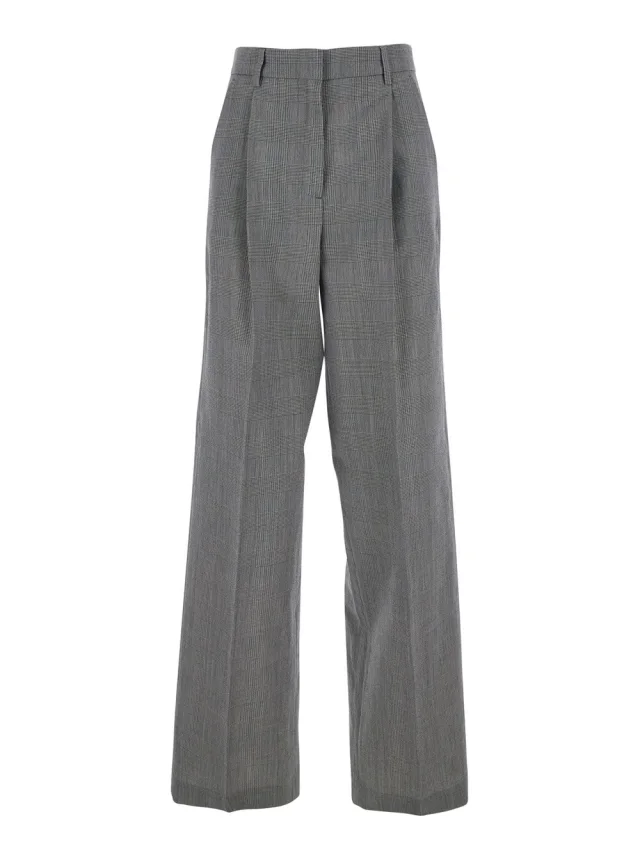 Golden goose Grey Wide Leg Trousers with All-Over Prince of Wales Print in Wool for Women in Grey 100% Virgin Wool from Gaudenzi Boutique, photo 1 of 1