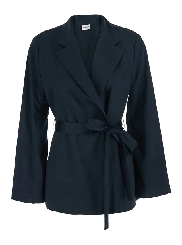 P.A.R.O.S.H. blue Double-breasted Jacket with Notched Revers and Front Belt in Tech Fabric Woman in Blue, photo 2 of 6 from Gaudenzi Boutique