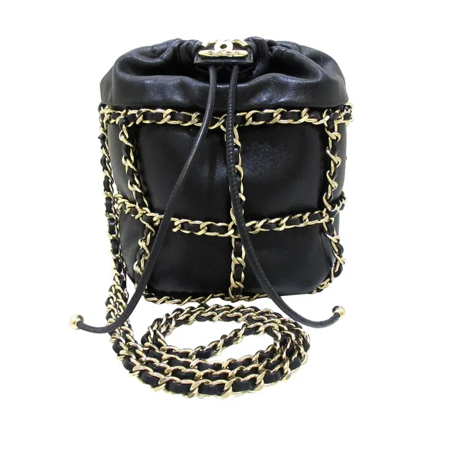 Black Chanel CC Bucket in Black Lambskin from Designer Revival