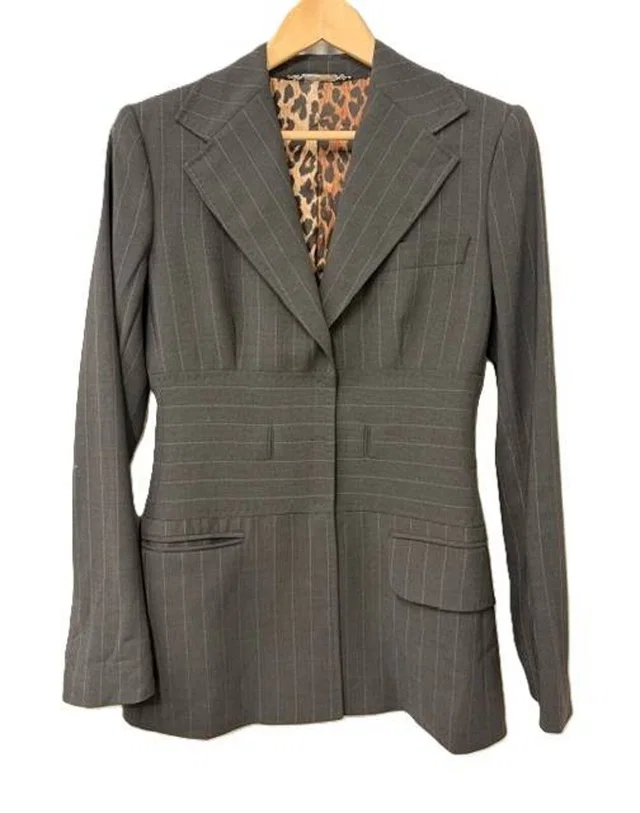 Dolce & Gabbana Single Breasted Blazer Grey Pinstripe Size: M in Grey from Oxfam Online Shop