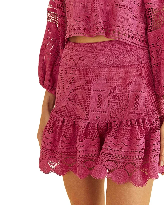 FARM Rio Morada Boa Guipire Pink Mini Skirt, image 1 of 1 from Gilt