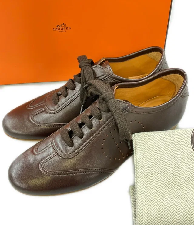 Hermès Leather Sneakers Evelyne in Leather from The Reluxe