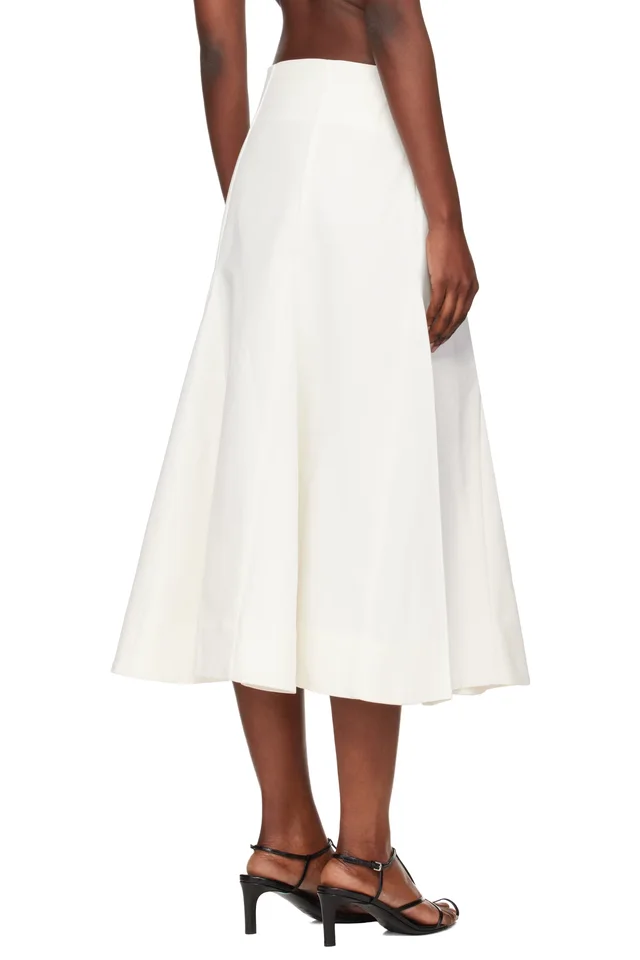 Róhe Off-White Sculptural Cotton Midi Skirt, photo 3 of 4 from SSENSE