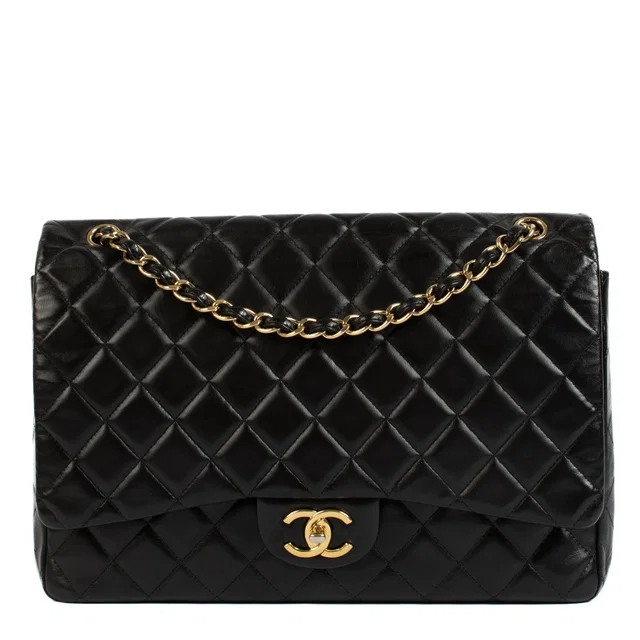 Chanel Black Lambskin Maxi Classic Bag in Black Lambskin from Labellov