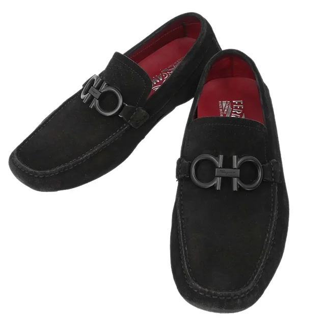 Ferragamo Gancini Suede Loafers Shoes #6 1/2 in Suede from AMORE Vintage Tokyo