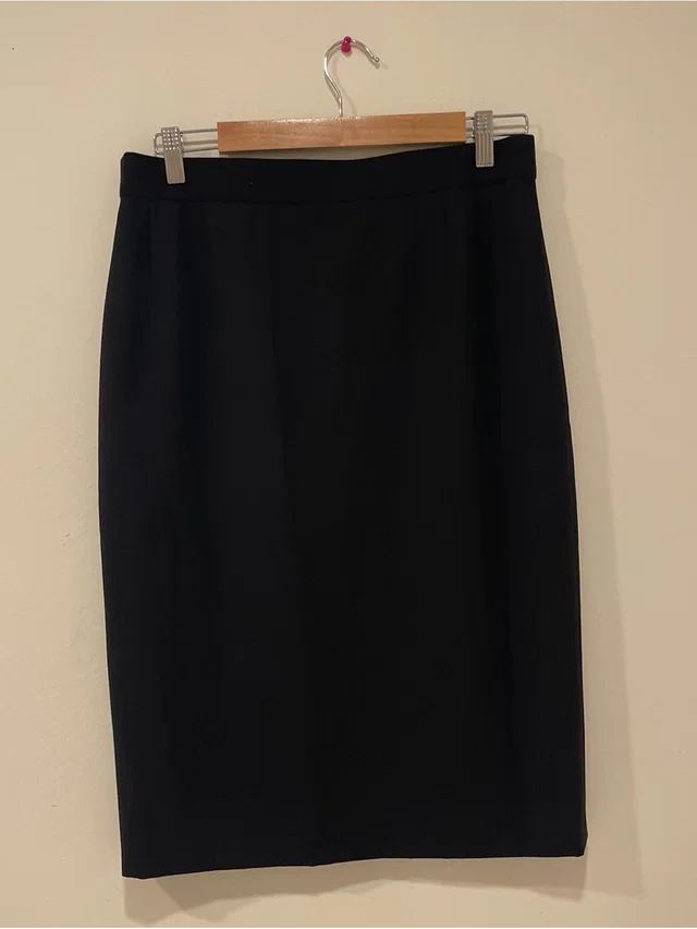 Escada Margaretha Ley Classic Black Women's Pencil Skirt 100% Wool Zip Closure in black Wool from Poshmark