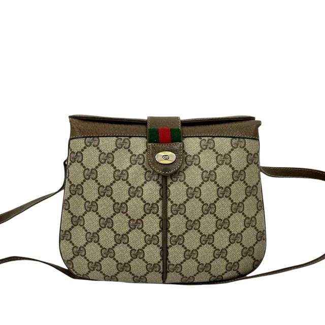Brown Gucci GG Supreme Web Crossbody in Brown Coated canvas from Designer Revival