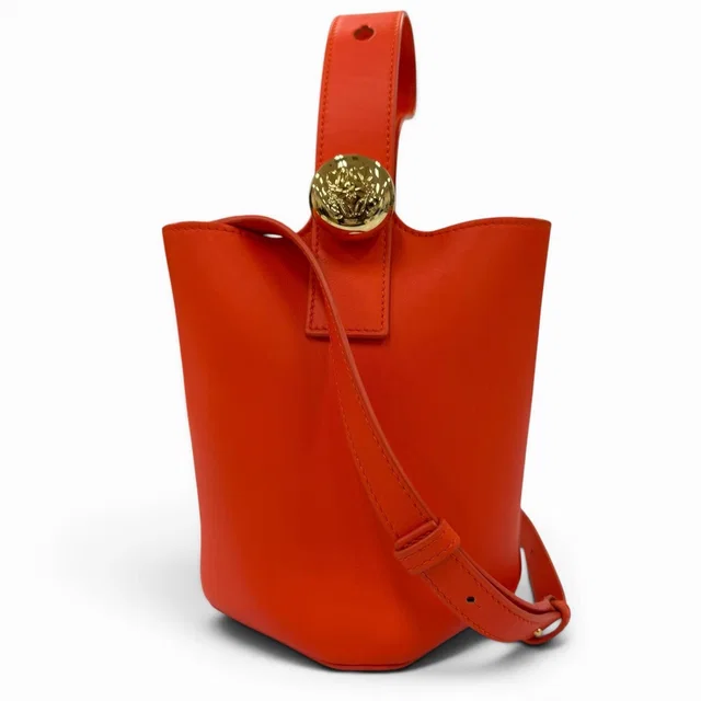 Loewe Pebble Bucket Bag Mini Smooth Calfskin 2-Way Shoulder Vivid Orange in Orange Calfskin from The Reluxe