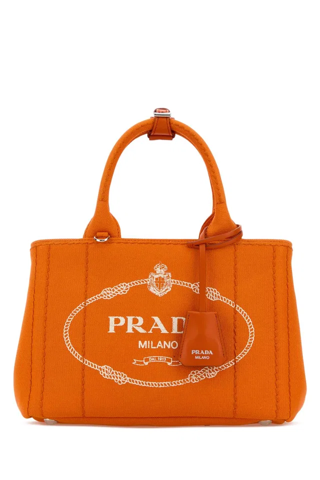 Prada Top Handle Bag — Orange in Orange Canvas from HEWI