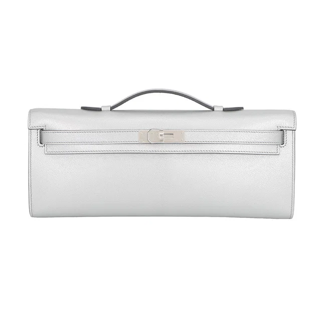 Hermès Kelly cut Argent Chevre Shamqila in Silver Goatskin from GALLERY RARE