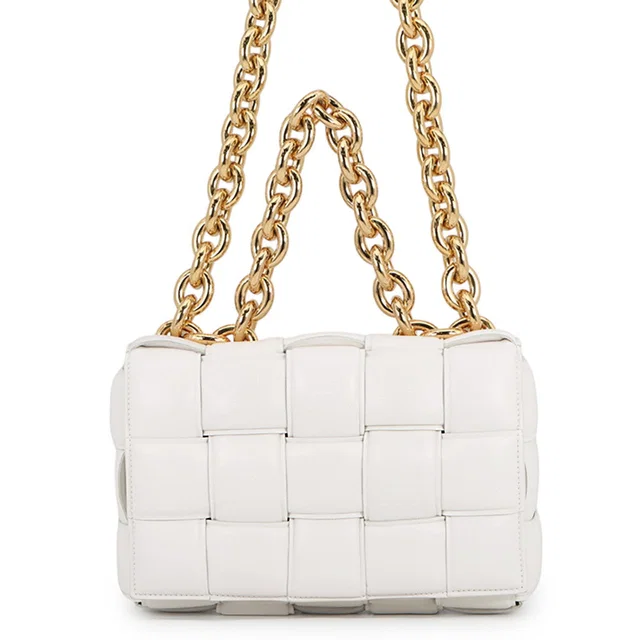 Bottega Veneta Cassette ChainShoulder Bag White631421 Leather in Leather from GALLERY RARE