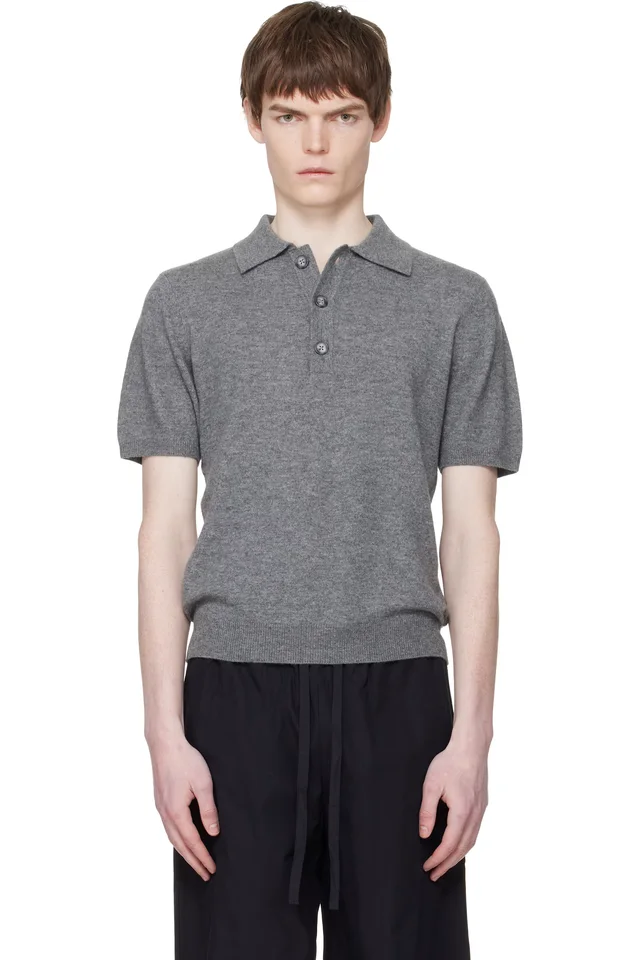 Gray Short Sleeve Knit Polo, image 1 of 1 from SSENSE