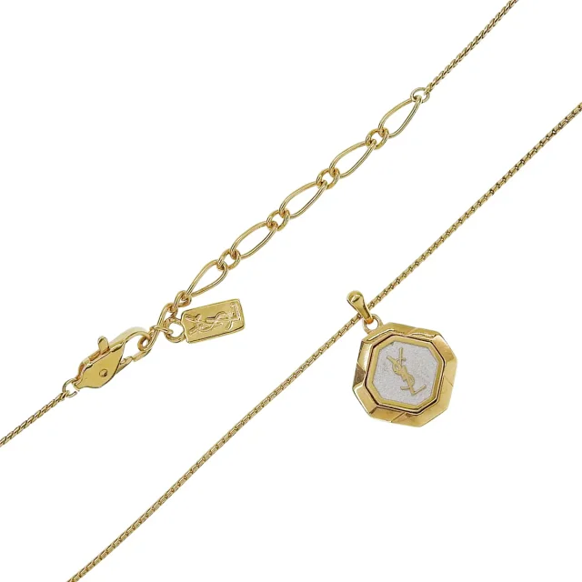 Saint Laurent Octagon Motif Logo Necklace Gold in Gold from VINTAGE QOO TOKYO, photo 4 of 6