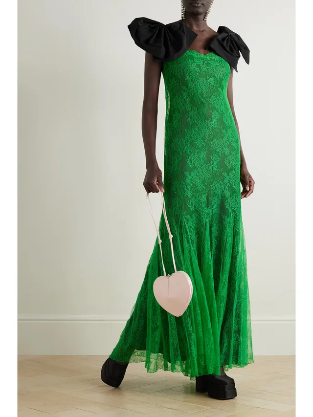 NINA RICCI Lace and bow-detailed taffeta gown in Green, photo 2 of 2 from NET-A-PORTER (Canada)