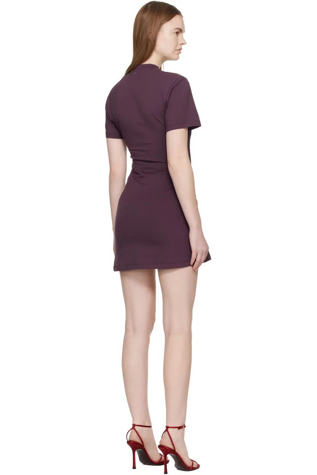 Rabanne Burgundy Piercing Mini Dress, photo 3 of 4 from SSENSE