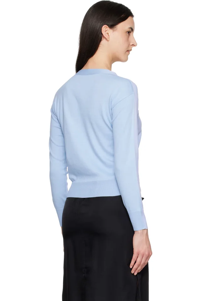 MM6 Maison Margiela Blue Chiffon Overlay Cardigan, photo 3 of 4 from SSENSE