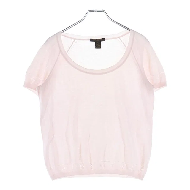 LV Logo Monogram Cotton Short Sleeve T-Shirt Pink in Pink from The Reluxe