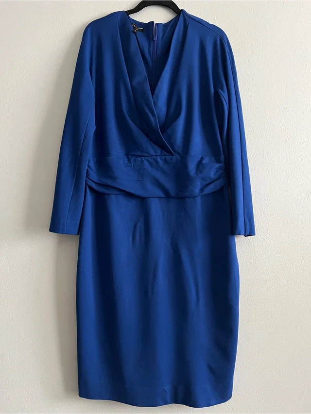 Escada Ink Blue Dulie Jersey Faux Wrap Dress Size 44 in blue from Poshmark