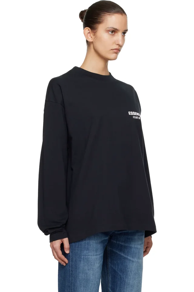 Fear of God ESSENTIALS Black Classic Long Sleeve T-shirt, photo 2 of 4 from SSENSE