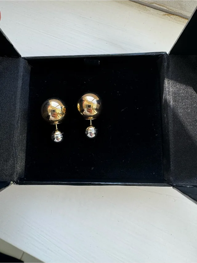 Dior Tribal Gold And Silver Double-Ball Drop Earrings - Women Jewelry in silver|gold|gray from Poshmark