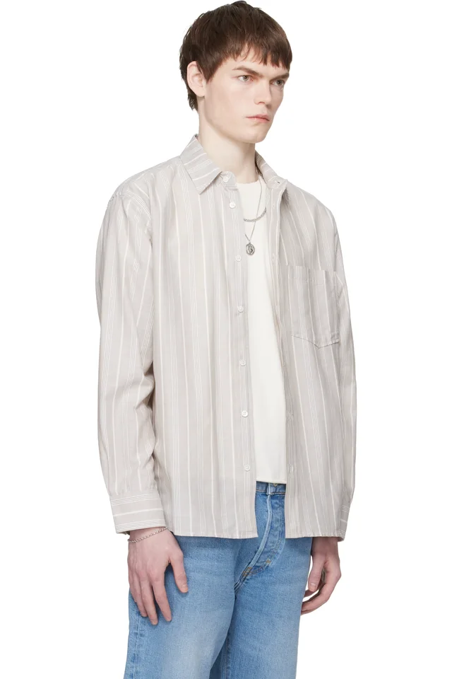 JEANERICA Taupe Byron Shirt, photo 2 of 3 from SSENSE