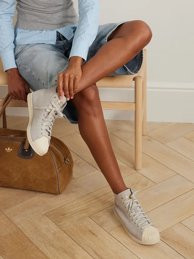 ADIDAS ORIGINALS + Wales Bonner Superstar Hi perforated suede sneakers in Beige, photo 2 of 2 from NET-A-PORTER (Canada)
