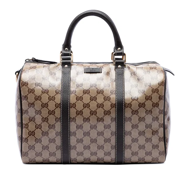 Beige Gucci Medium GG Crystal Joy Boston Bag in Beige Coated canvas from Designer Revival