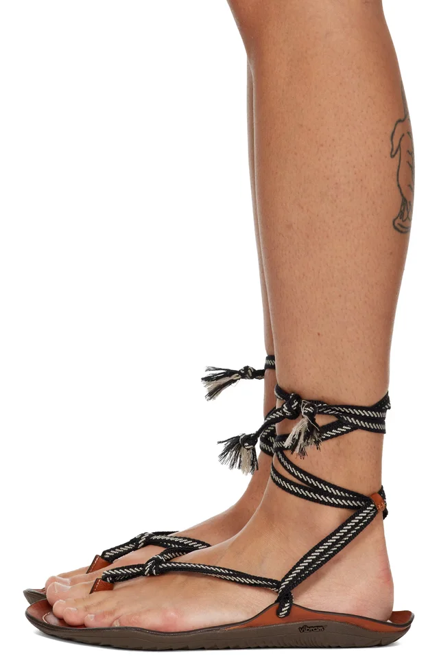 LEMAIRE Black & Brown Leather Vibram Sandals, photo 3 of 5 from SSENSE