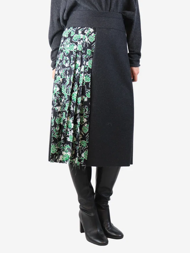 Marni Dark grey wool and silk-blend midi skirt - size UK 10 in Grey Silk from Sign of the Times