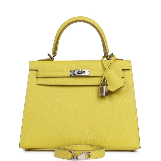 Hermès Kelly Sellier 25 Lime Epsom Palladium Hardware in Epsom leather from Madison Avenue Couture