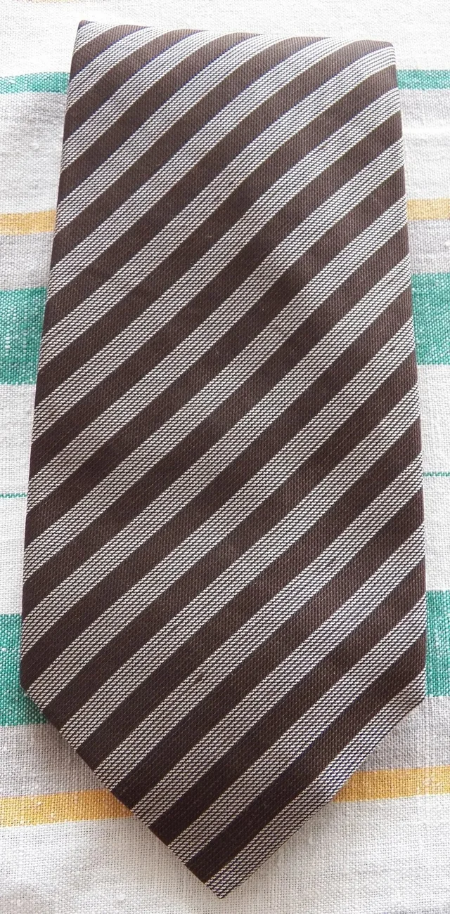 Bvlgari Silk Linen Necktie Woven Grey Brown Diagonal Stripe Tie in brown|red Woven leather from Grailed
