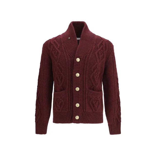 Brunello Cucinelli Bordeaux Cashmere Cardigan in Burgundy Cashmere from HEWI