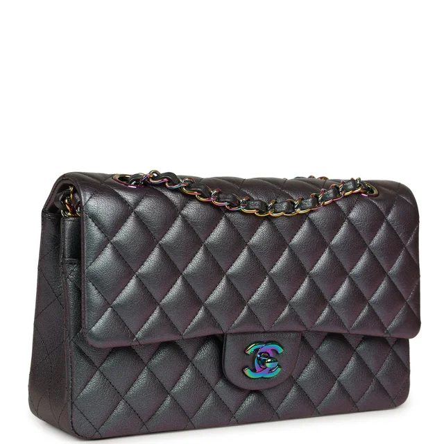 Chanel Medium Classic Double Flap Bag Iridescent Purple Goatskin Rainbow Hardware in Purple Goatskin from Madison Avenue Couture, photo 2 of 2