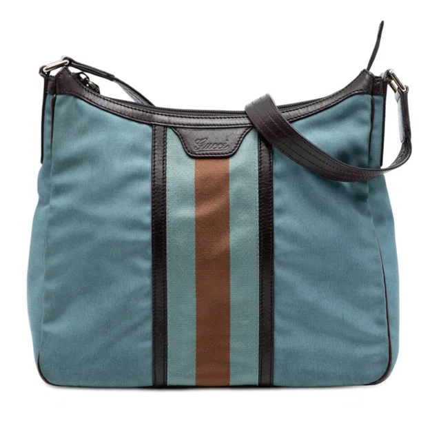 Blue Gucci Canvas Web Shoulder Bag in Blue Canvas from Designer Revival