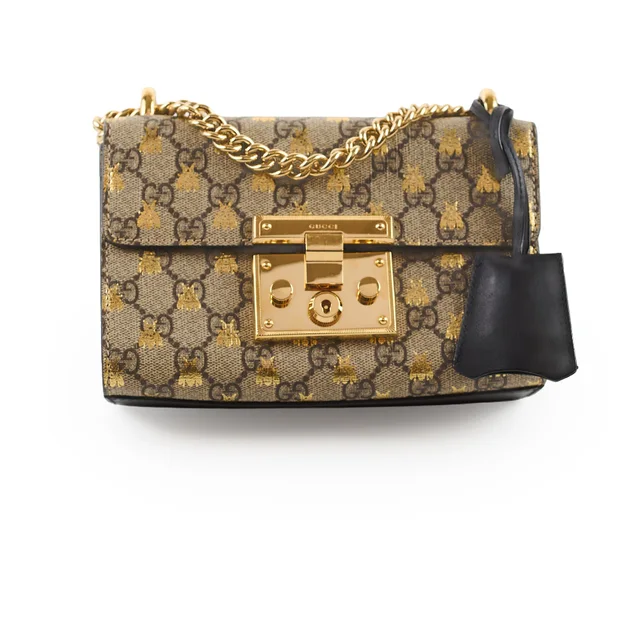 Gucci Bee Padlock Crossbody GG Supreme Canvas in Canvas from The Purse Affair