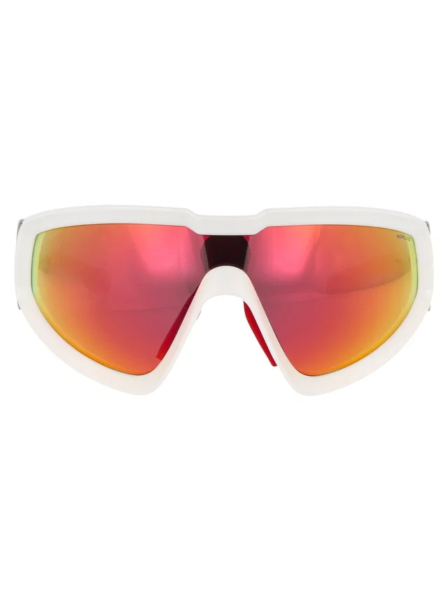 Moncler Ml0249 Mirrored Red-Orange Lens Sunglasses — White Acetate in White from HEWI