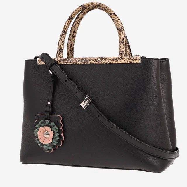Fendi ‘2 Jours’ handbag in black leather and beige python in Black Python from Collector Square