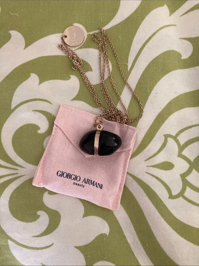 Beauty Pink Pouch And Pendant Necklace Set Giorgio Armani (Blue Stone) in black|gold from Poshmark