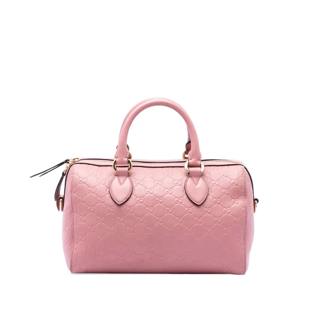 Pink Gucci Guccissima Boston Bag Satchel in Pink Leather from Designer Revival