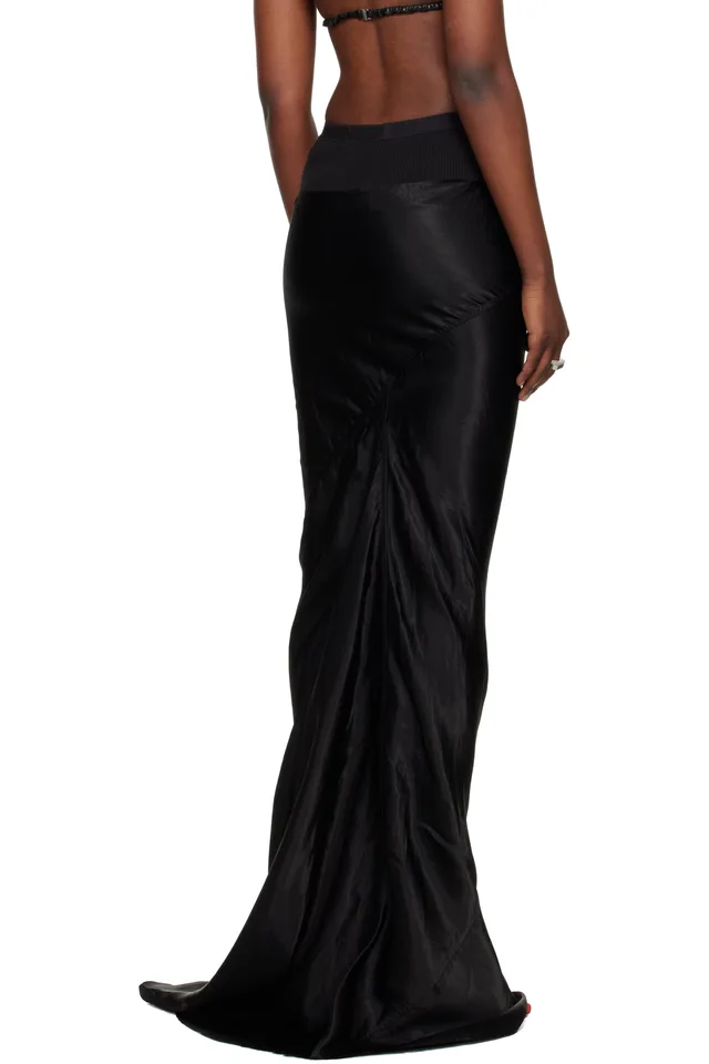 Rick Owens Black Temple Slim Long Coda Maxi Skirt, photo 3 of 3 from SSENSE