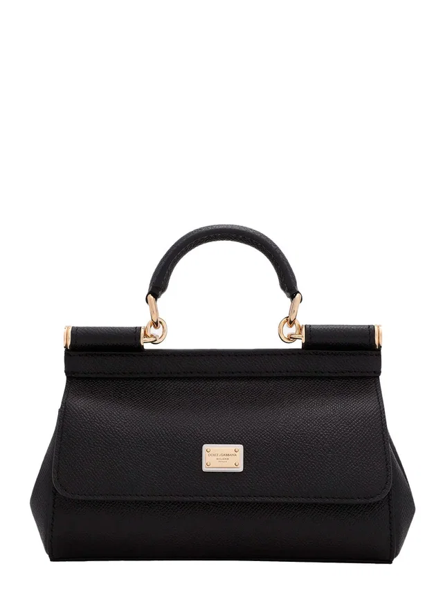 Dolce & Gabbana Sicily Top Handle Bag — Black Grained Leather in Black Caviar leather from HEWI