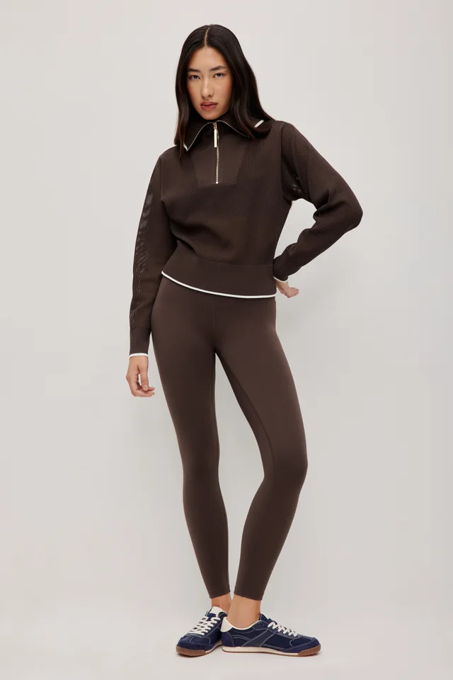 Athletica 1/4 Zip Knit Jumper in Brown from Aje, photo 1 of 1