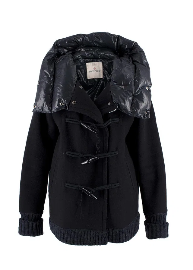 Moncler Navy Cerdus Wool Puffer Coat in Navy Wool from HEWI