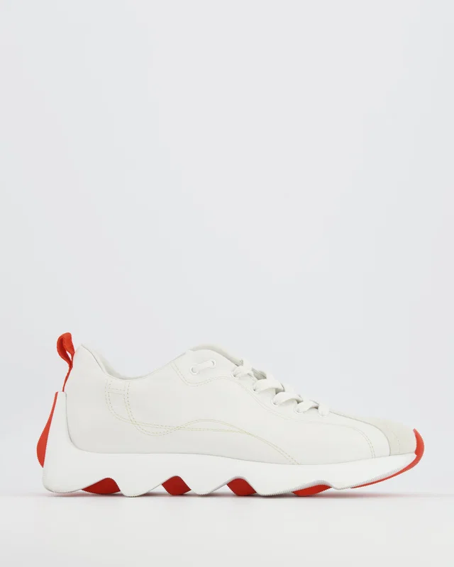 Hermès White Leather and Suede Envol Trainers with Orange Details Size EU 40.5 in White Suede from Sellier