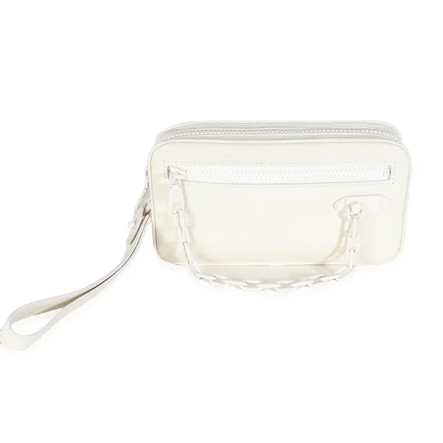 Louis Vuitton White Monogram Taurillon Pochette Volga Leather Handbag in White Leather from HEWI