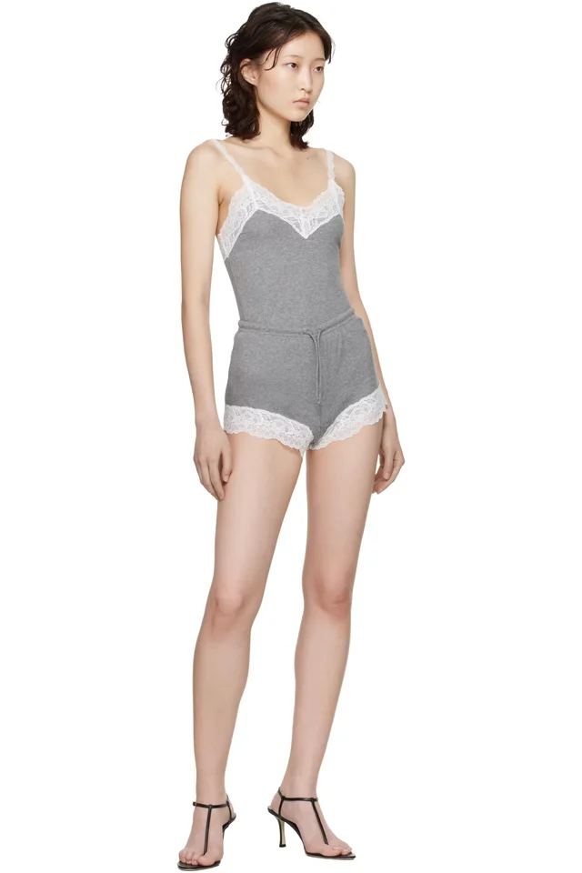 VETEMENTS Gray Lace Mini Shorts, photo 4 of 4 from SSENSE