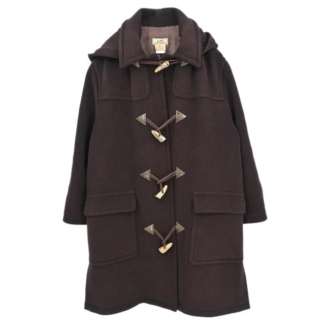 Hermès Duffle Coat Brown #52 in Brown Wool from AMORE Vintage Tokyo