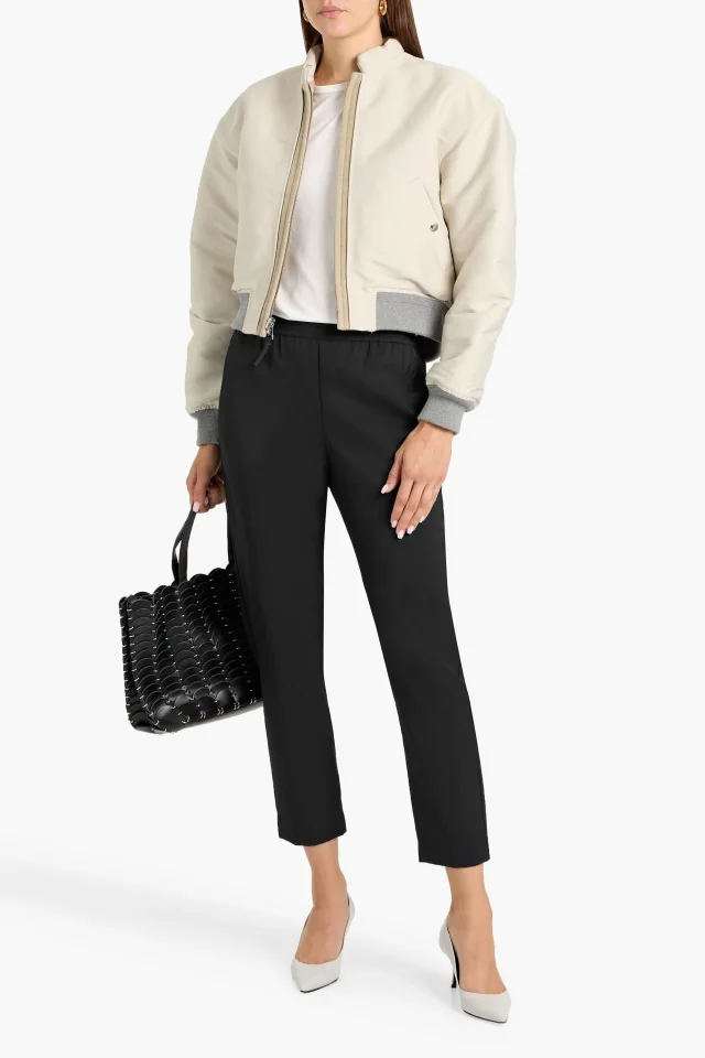 Theory Cropped Twill Tapered Pants in Black, photo 2 of 4 from THE OUTNET