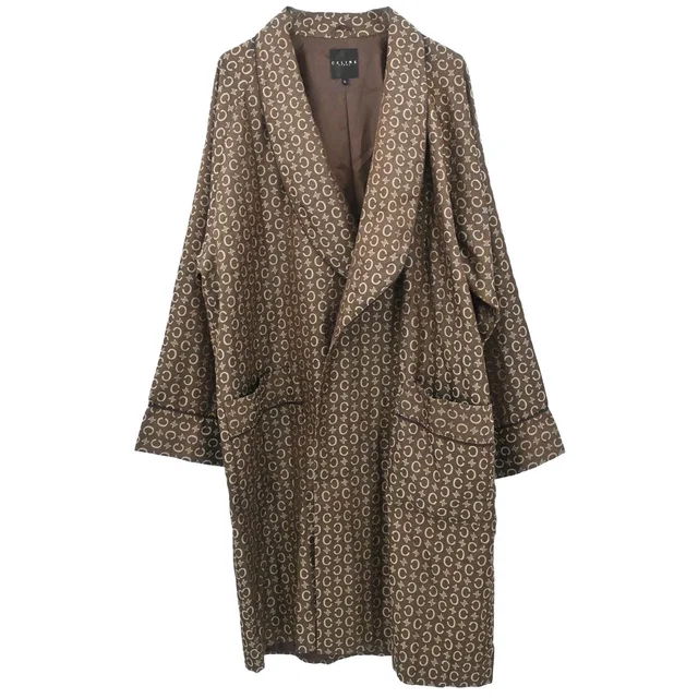 Celine Macadam Belted Robe Style Coat Gown Brown #L in Brown from AMORE Vintage Tokyo