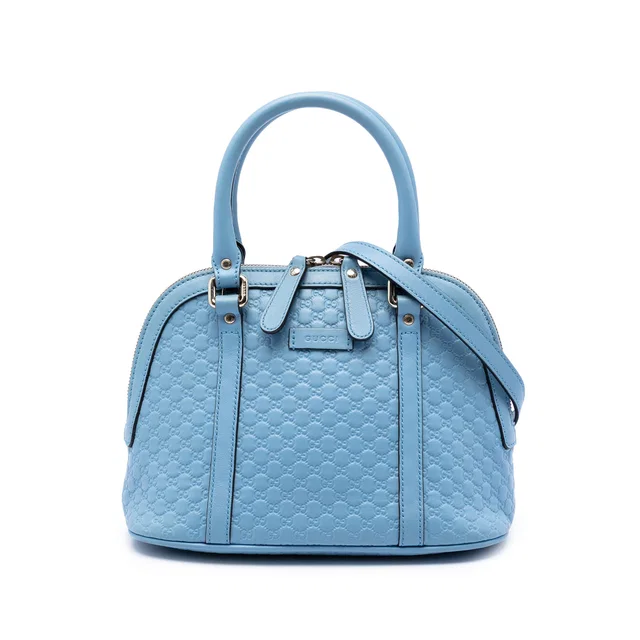 Blue Gucci Mini Microguccissima Dome Satchel in Blue Leather from Designer Revival
